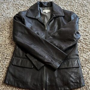 Boston Harbor Classic genuine black Soft Zip Up leather jacket size M